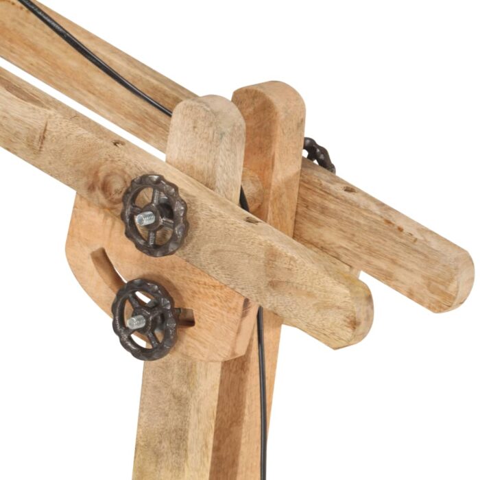 Lampadaire Blanc Bois de manguier massif E27 – Image 6