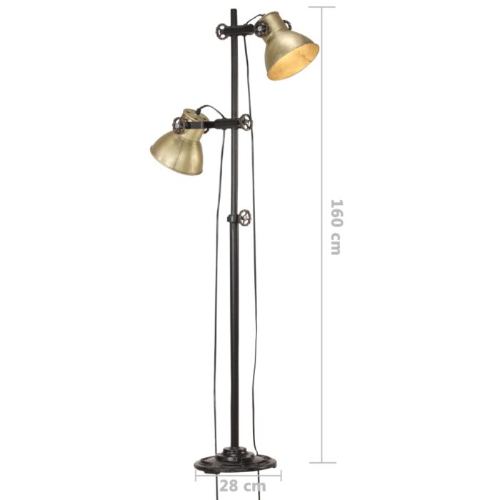 Lampadaire avec 2 abat-jour Laiton E27 Fonte – Image 10