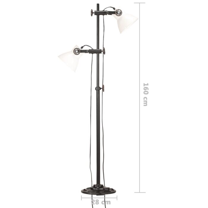 Lampadaire avec 2 abat-jour Blanc E27 Fonte – Image 10