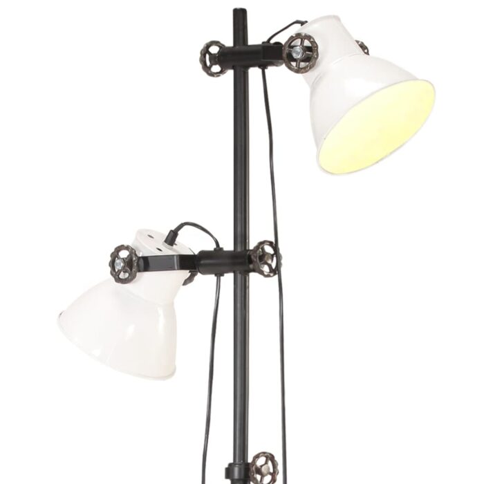 Lampadaire avec 2 abat-jour Blanc E27 Fonte – Image 4