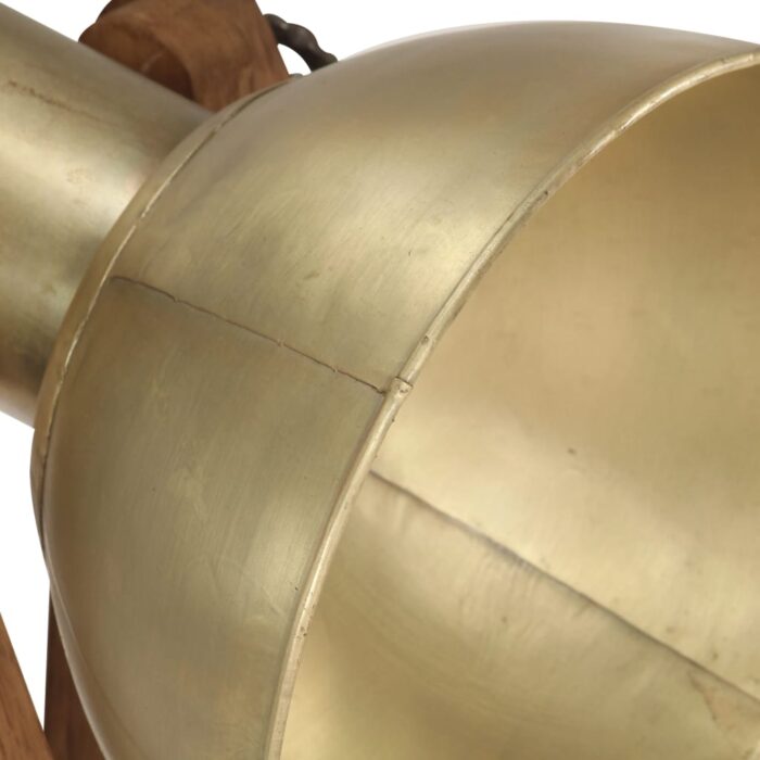 Lampadaire Laiton E27 Bois de manguier massif – Image 6