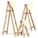 Lampadaires 3 pcs Blanc E27 Bois de manguier massif