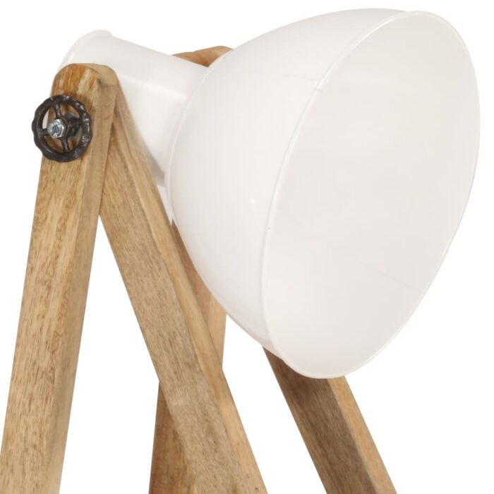 Lampadaires 3 pcs Blanc E27 Bois de manguier massif – Image 5