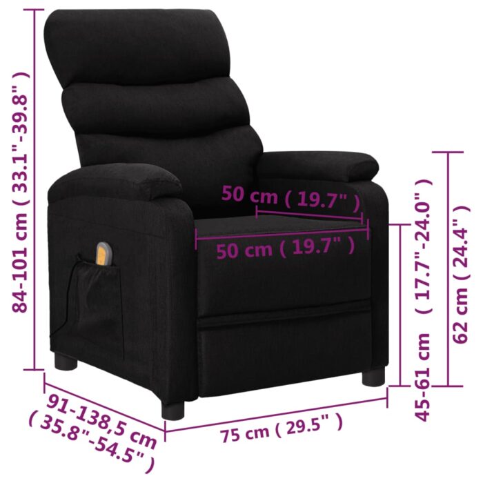 Fauteuil de massage Noir Tissu – Image 8
