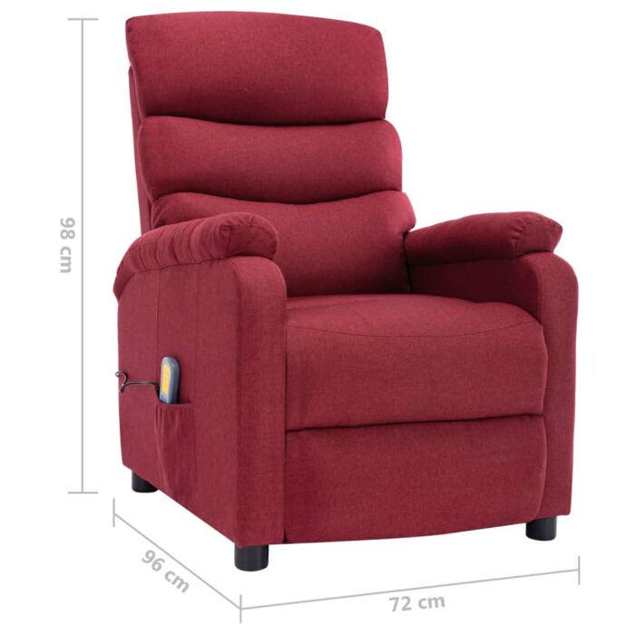 Fauteuil de massage Rouge bordeaux Tissu – Image 6
