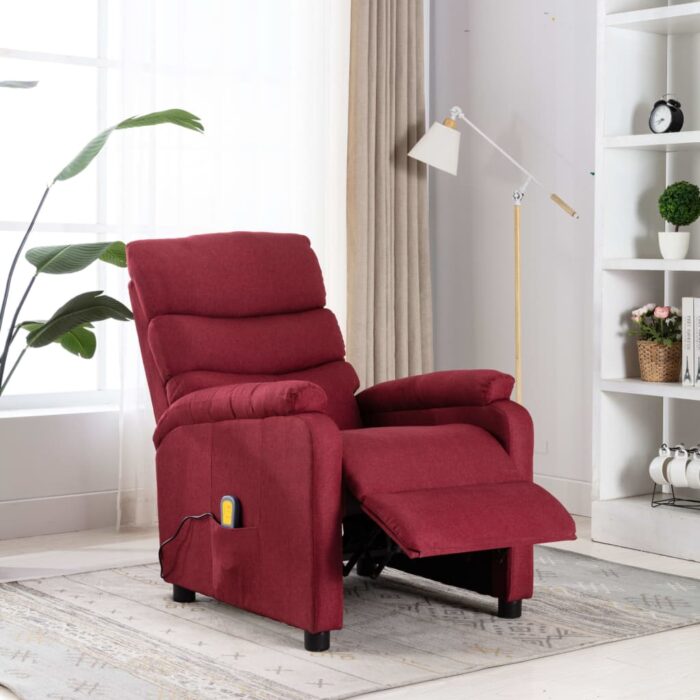 Fauteuil de massage Rouge bordeaux Tissu – Image 1