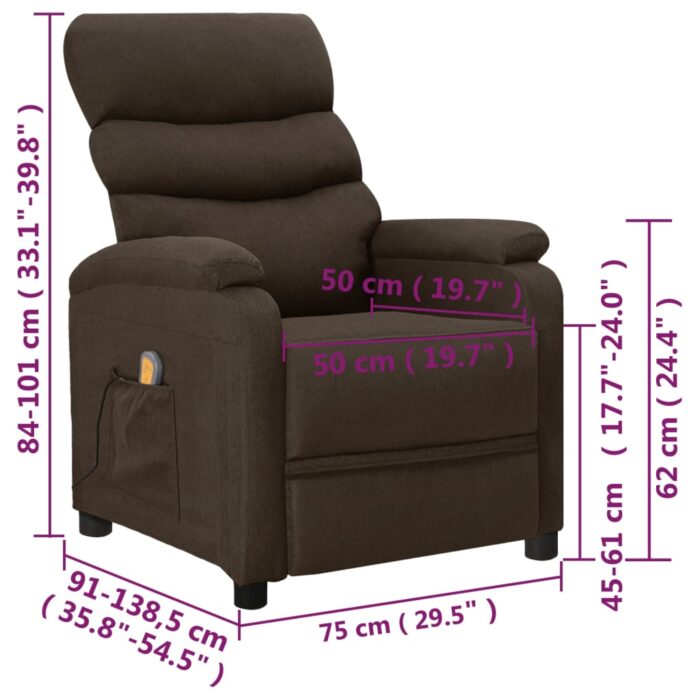 Fauteuil de massage Marron foncé Tissu – Image 8