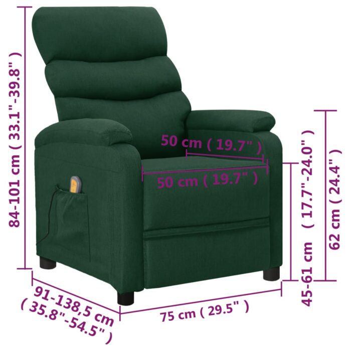 Fauteuil de massage Vert foncé Tissu – Image 8