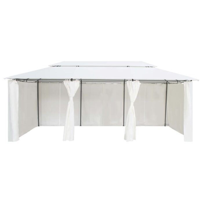 Belvédère avec rideaux 600x298x270 cm Blanc 180 g/m² – Image 2