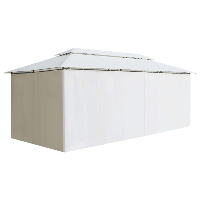 Belvédère avec rideaux 600x298x270 cm Blanc 180 g/m² – Image 3