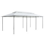 Belvédère avec rideaux 600x298x270 cm Blanc 180 g/m² – Image 4