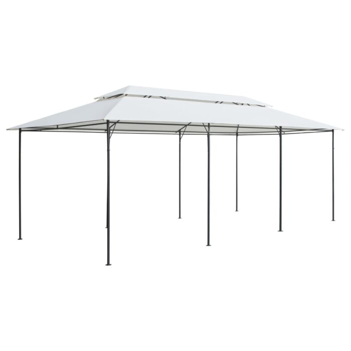 Belvédère avec rideaux 600x298x270 cm Blanc 180 g/m² – Image 4