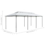 Belvédère avec rideaux 600x298x270 cm Blanc 180 g/m² – Image 7