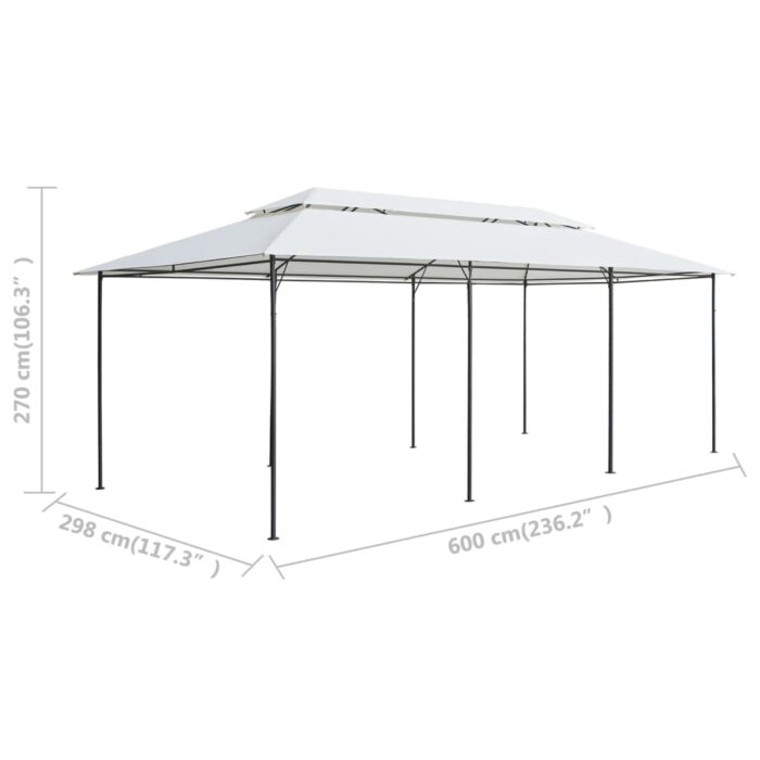 Belvédère avec rideaux 600x298x270 cm Blanc 180 g/m² – Image 7