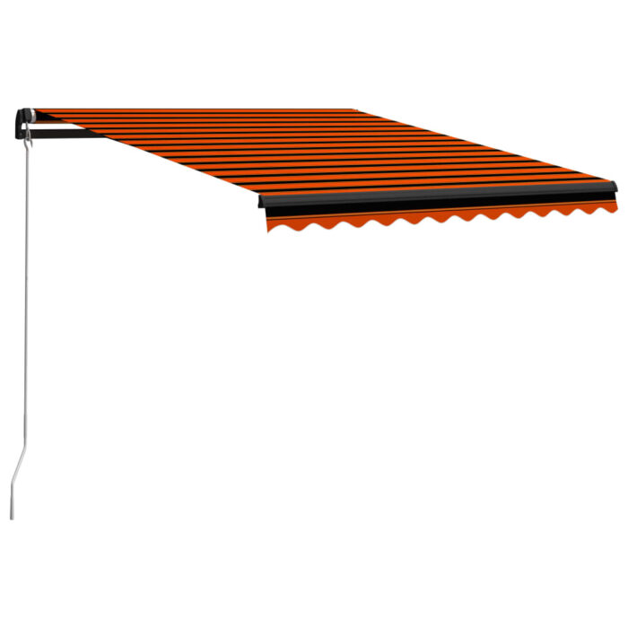 Auvent manuel rétractable avec LED 300x250 cm Orange et marron – Image 2