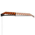 Auvent manuel rétractable avec LED 300x250 cm Orange et marron – Image 3