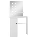 Coiffeuse d'angle table de maquillage lumière LED Blanc clair – Image 2