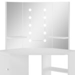 Coiffeuse d'angle table de maquillage lumière LED Blanc clair – Image 6