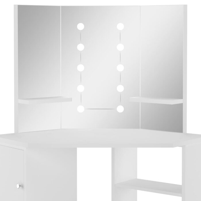 Coiffeuse d'angle table de maquillage lumière LED Blanc clair – Image 6