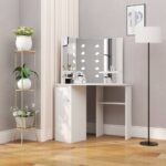 Coiffeuse d'angle table de maquillage lumière LED Blanc clair