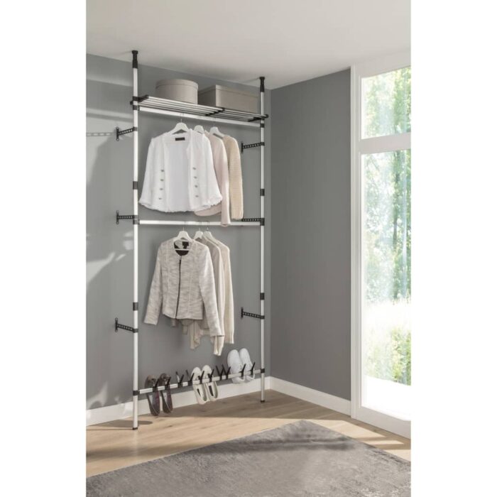 Système de garde-robe télescopique barres et étagère Aluminium – Image 2