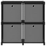 Étagère à 4 cubes avec boîtes Noir 69x30x72,5 cm Tissu – Image 2