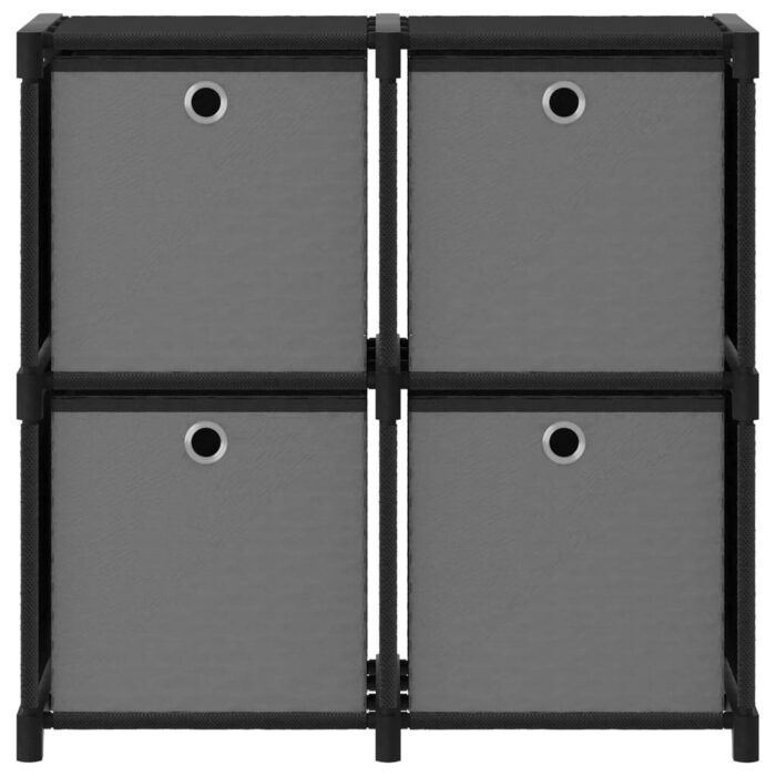 Étagère à 4 cubes avec boîtes Noir 69x30x72,5 cm Tissu – Image 2