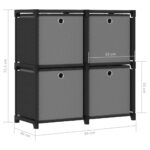 Étagère à 4 cubes avec boîtes Noir 69x30x72,5 cm Tissu – Image 8
