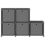 Étagère d'affichage 5 cubes et boîtes Gris 103x30x72,5 cm Tissu – Image 2