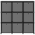 Étagère à 9 cubes avec boîtes Noir 103x30x107,5 cm Tissu – Image 2