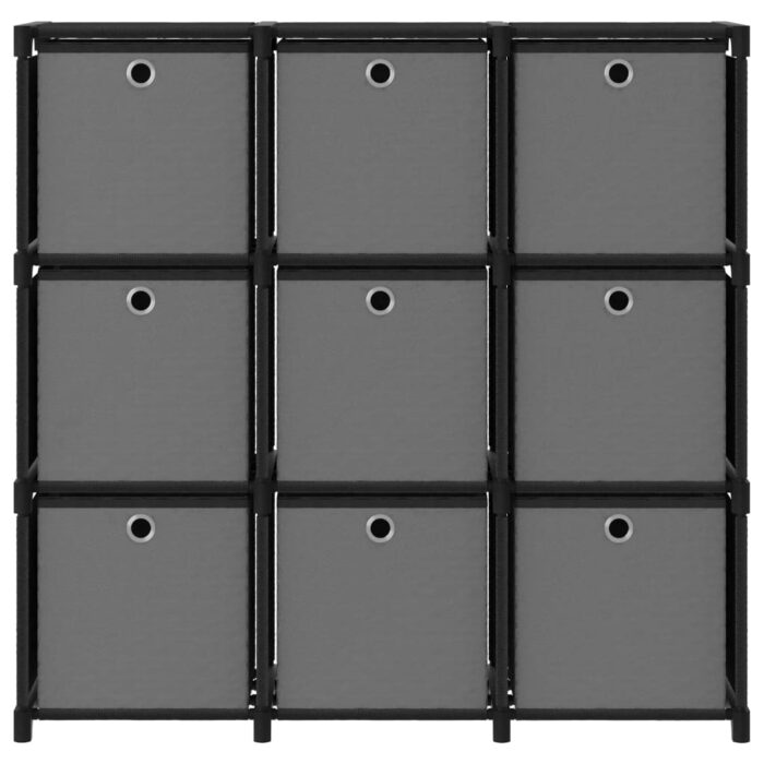 Étagère à 9 cubes avec boîtes Noir 103x30x107,5 cm Tissu – Image 2