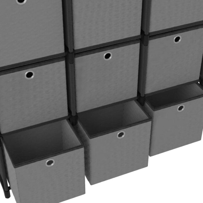 Étagère à 9 cubes avec boîtes Noir 103x30x107,5 cm Tissu – Image 6