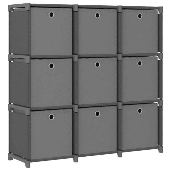 Étagère à 9 cubes avec boîtes Gris 103x30x107,5 cm Tissu – Image 1