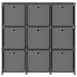 Étagère à 9 cubes avec boîtes Gris 103x30x107,5 cm Tissu – Image 2