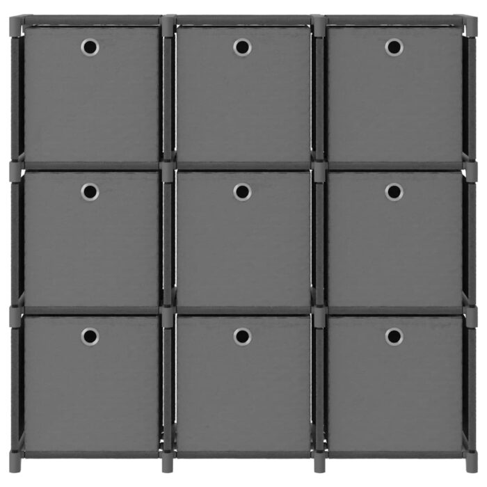 Étagère à 9 cubes avec boîtes Gris 103x30x107,5 cm Tissu – Image 2