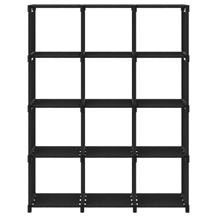 Étagère d'affichage 12 cubes Noir 103x30x141 cm Tissu – Image 2