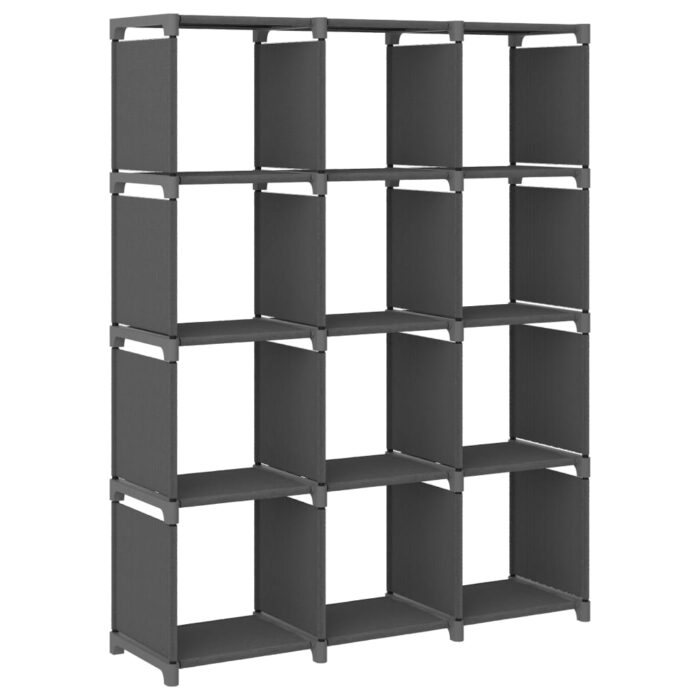 Étagère d'affichage 12 cubes Gris 103x30x141 cm Tissu – Image 1