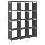 Étagère d'affichage 12 cubes Gris 103x30x141 cm Tissu – Image 7