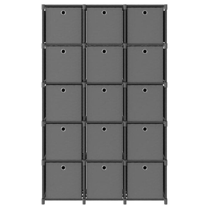 Étagère à 15 cubes avec boîtes Gris 103x30x175,5 cm Tissu – Image 2