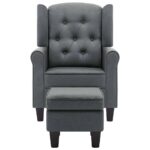 Fauteuil avec repose-pied Gris clair Tissu – Image 2
