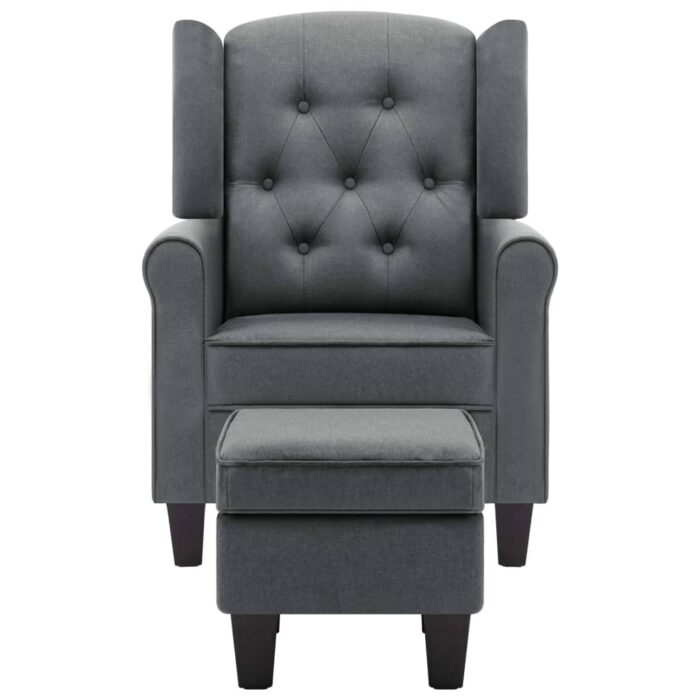 Fauteuil avec repose-pied Gris clair Tissu – Image 2