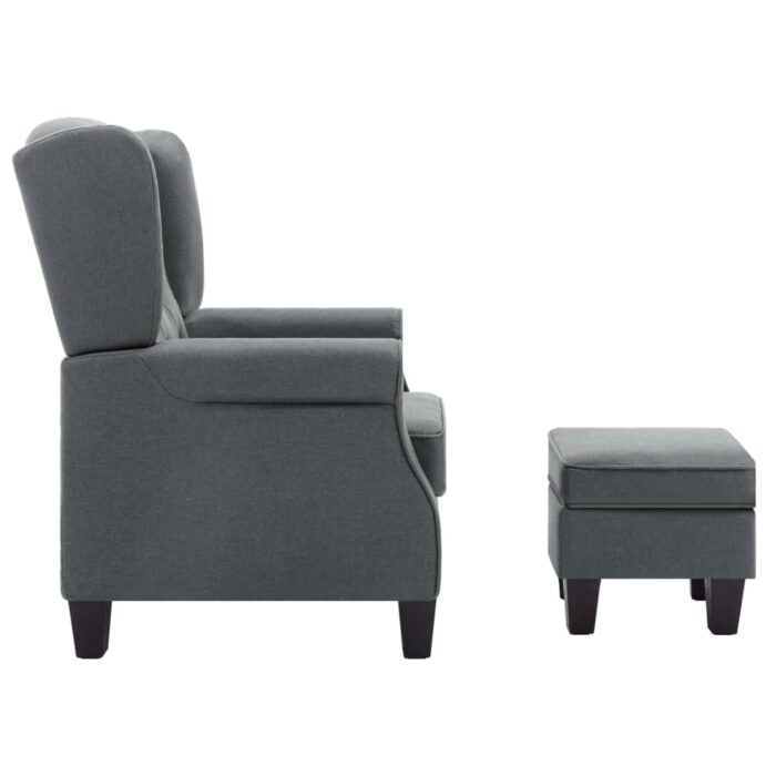 Fauteuil avec repose-pied Gris clair Tissu – Image 3