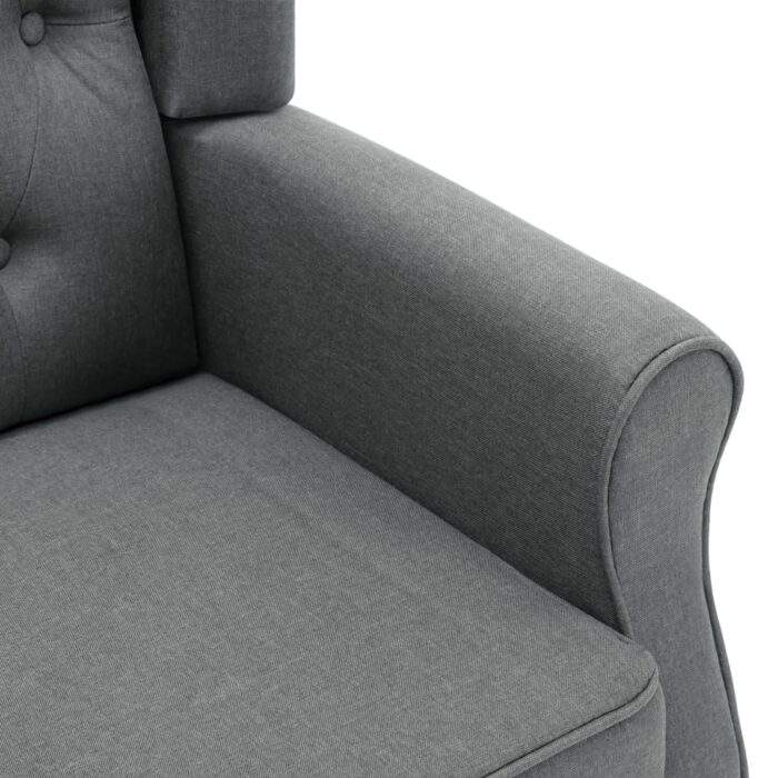 Fauteuil avec repose-pied Gris clair Tissu – Image 5