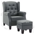 Fauteuil avec repose-pied Gris clair Tissu – Image 6