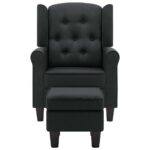 Fauteuil avec repose-pied Gris foncé Tissu – Image 2