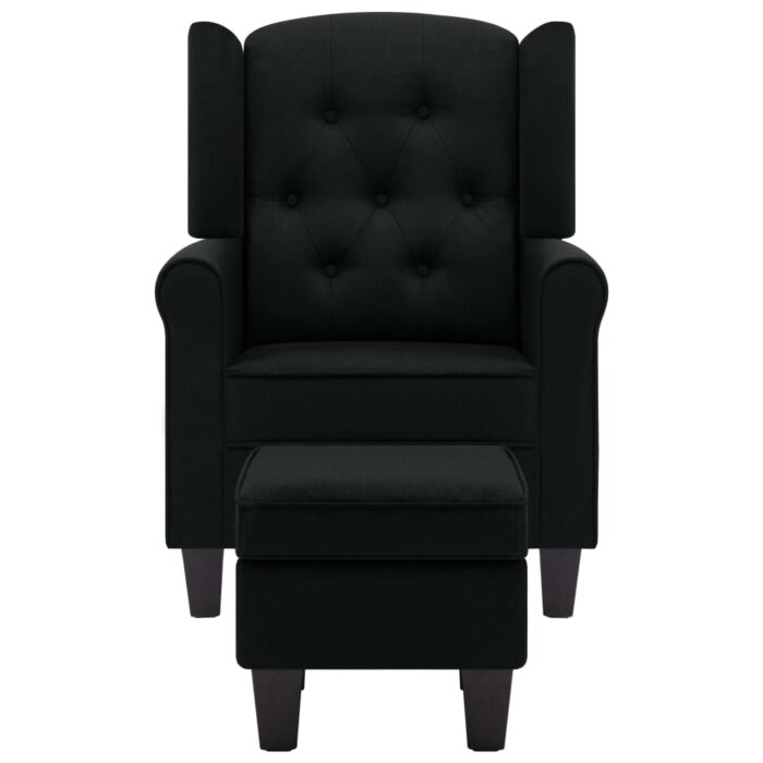 Fauteuil avec repose-pied Noir Tissu – Image 2