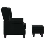 Fauteuil avec repose-pied Noir Tissu – Image 3