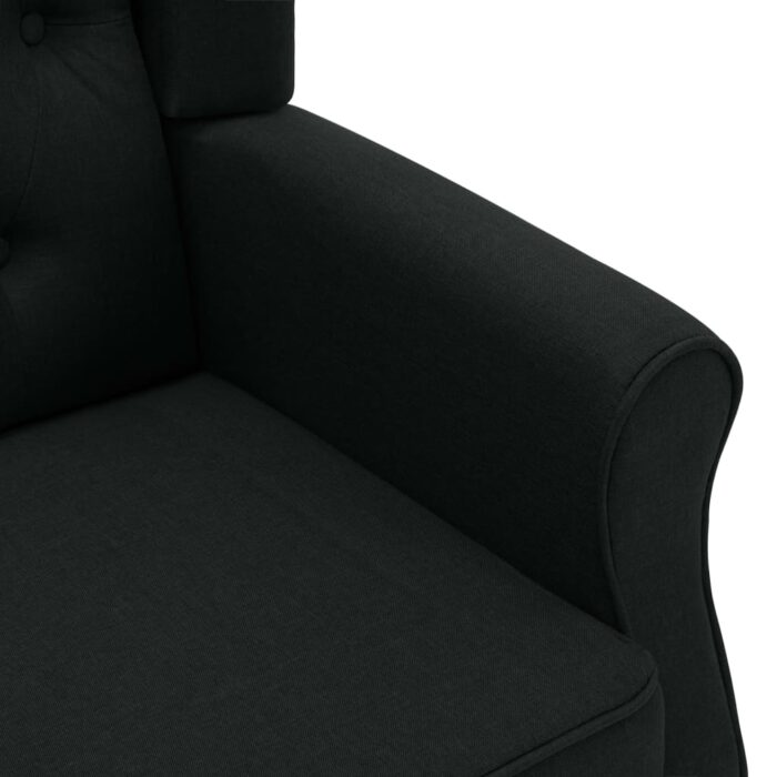 Fauteuil avec repose-pied Noir Tissu – Image 5