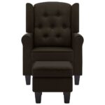 Fauteuil avec repose-pied Marron foncé Tissu – Image 2