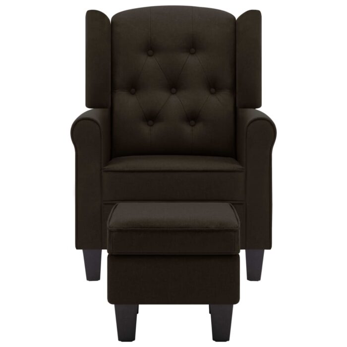 Fauteuil avec repose-pied Marron foncé Tissu – Image 2